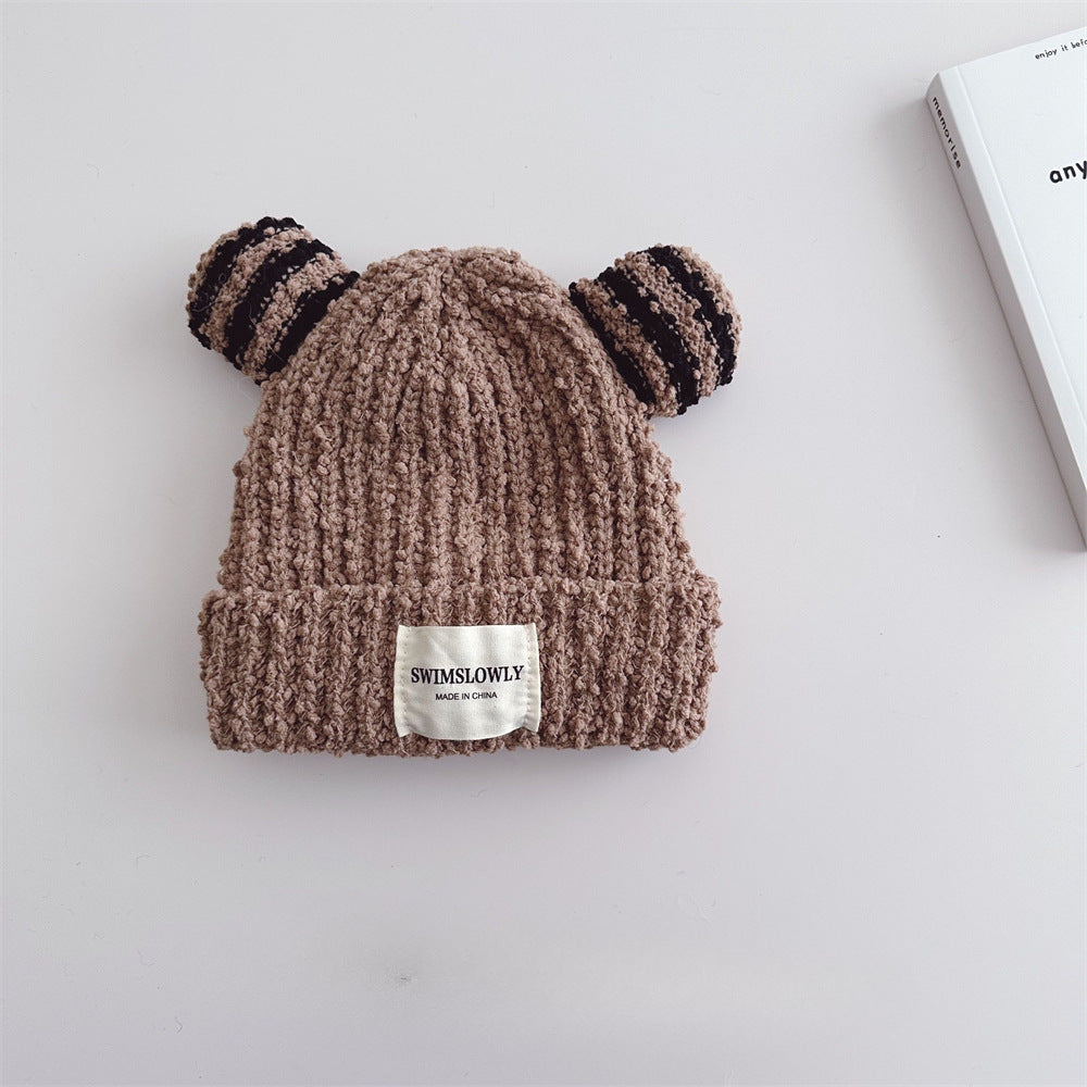 Ear Style Children's Stripes Knitted Hat Warm