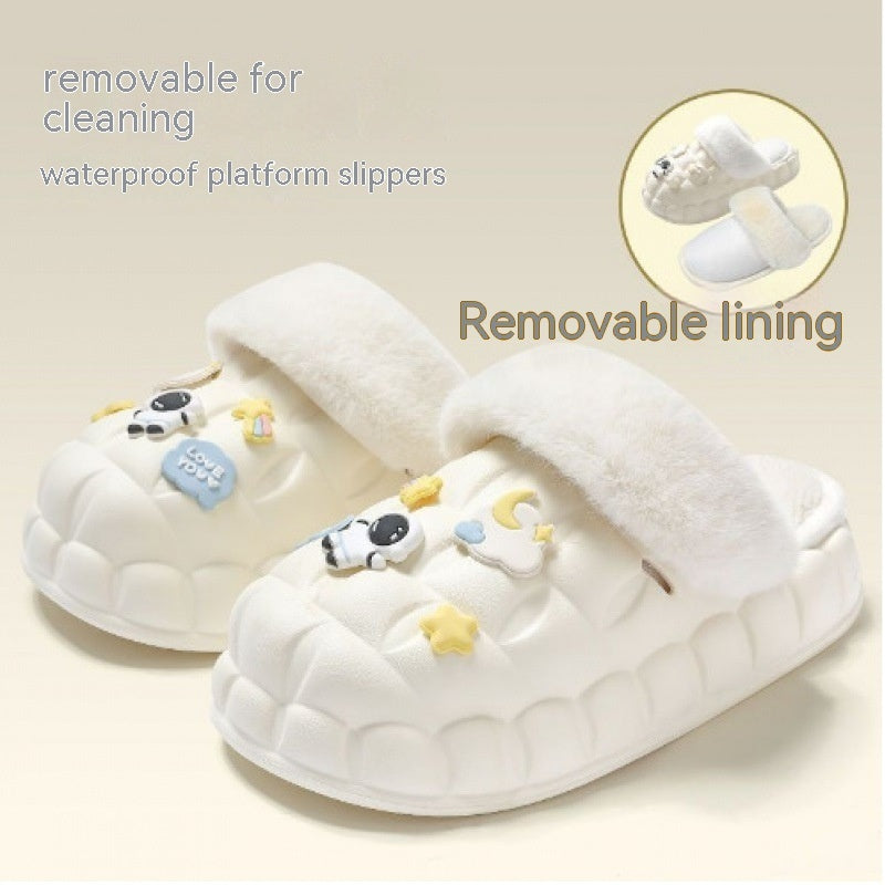 Cotton Slippers Detachable Female Home Cartoon