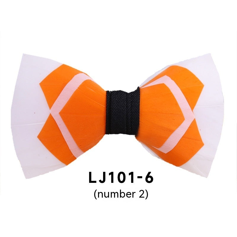 Men's Polyester Feather Bow Tie Business Host Suit Bow Tie