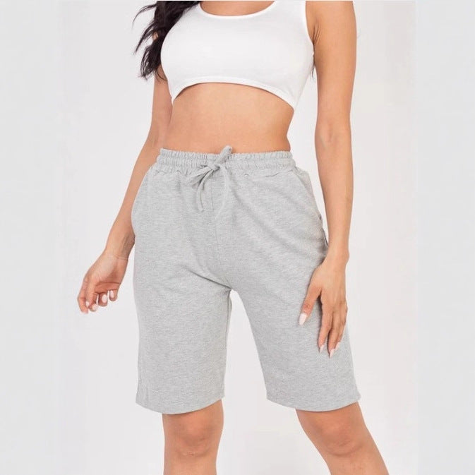 Womens High-waisted Drawstring Workout Shorts