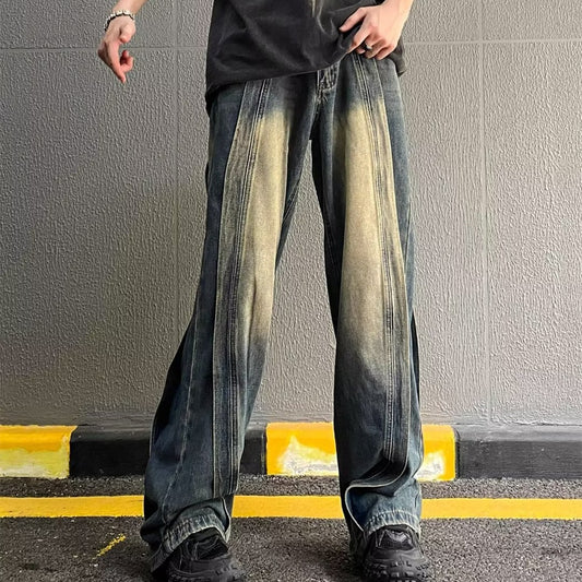 American Retro Patchwork Loose Jeans