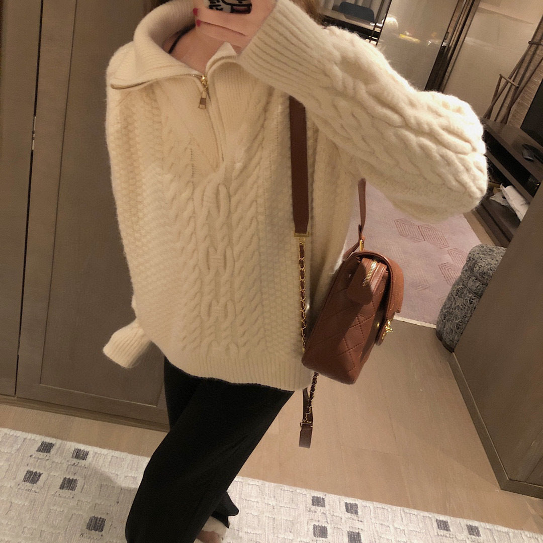 Women's Sweet Loose Turtleneck Half Zip Sweater