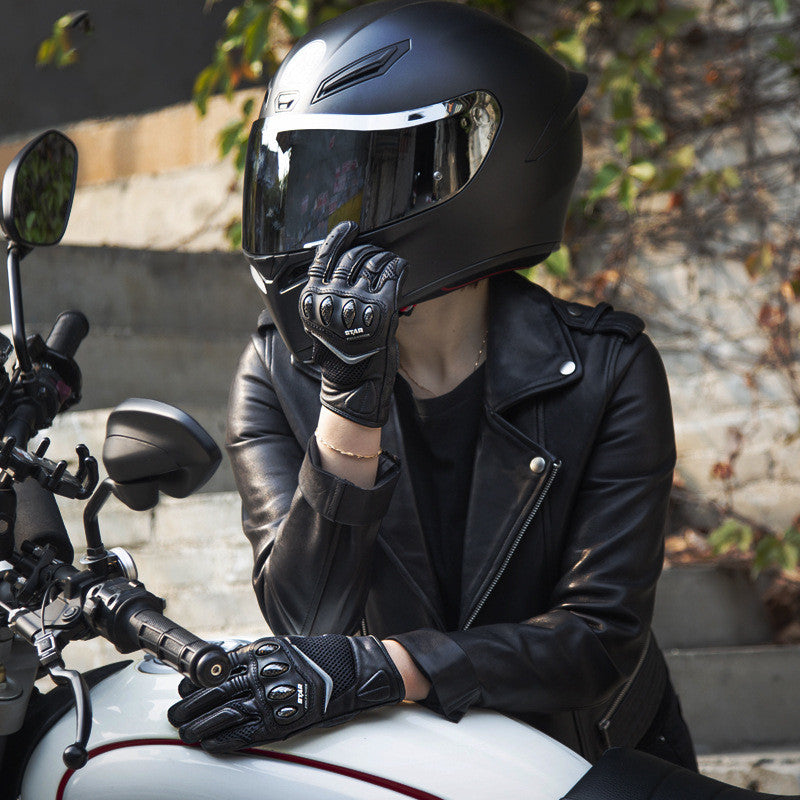 Cycling Carbon Fiber Protective Goatskin Gloves