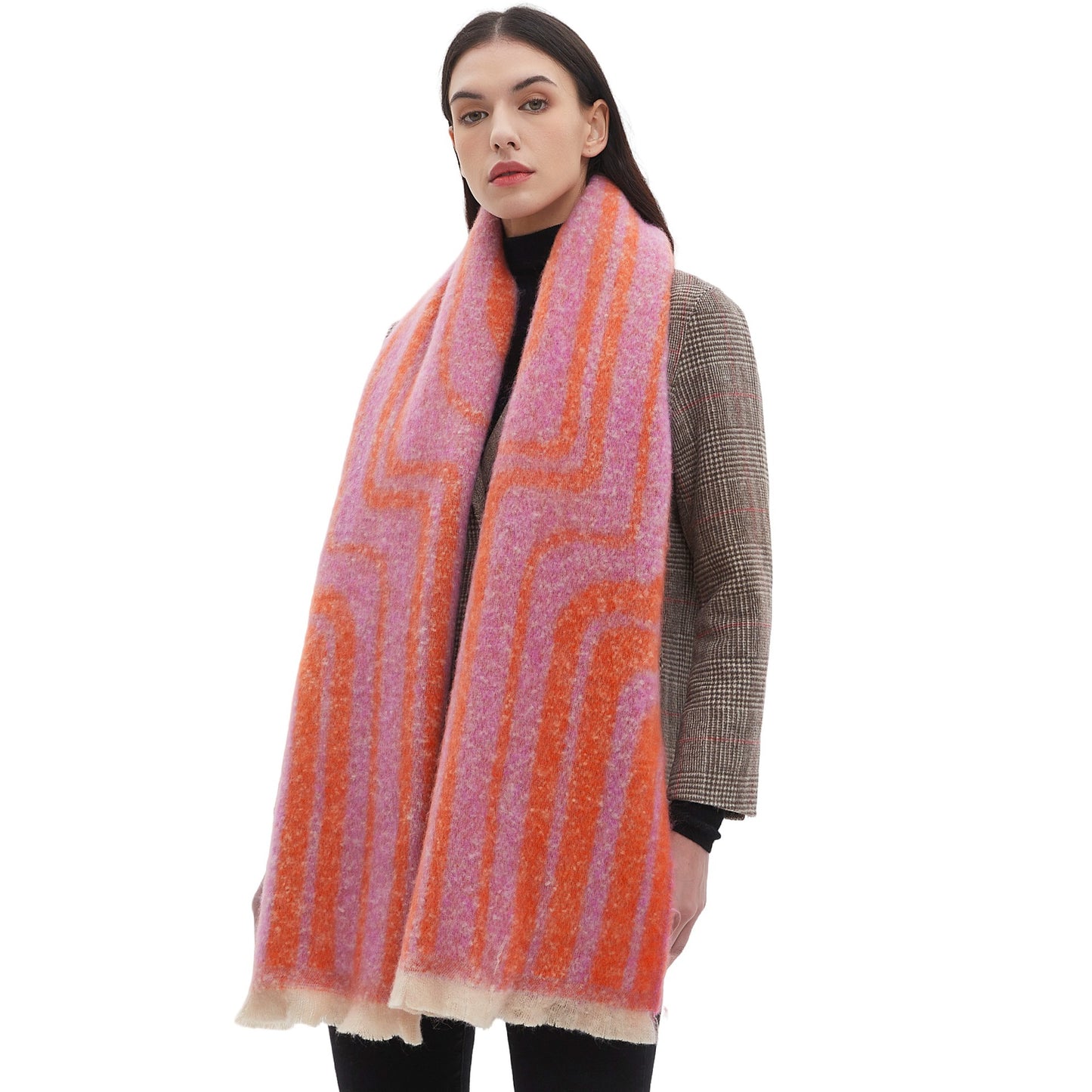 Europæisk og Amerikansk Efterår Og Vinter Garn Jacquard Tørklæde Sjal
