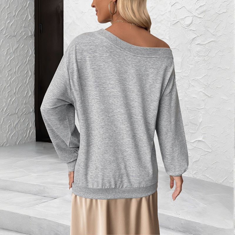 Women's Fashion 3D Flower Long Sleeve Off-Shoulder Top