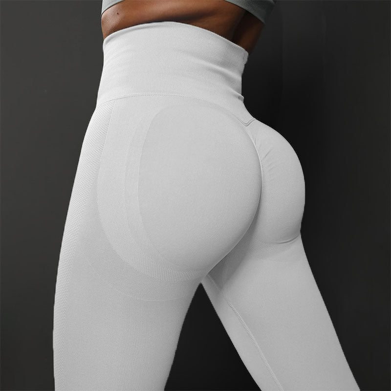 Solid Color Version With Label High Waist Hip Lift Fitness Wait Lifting Sports Ninth Pants