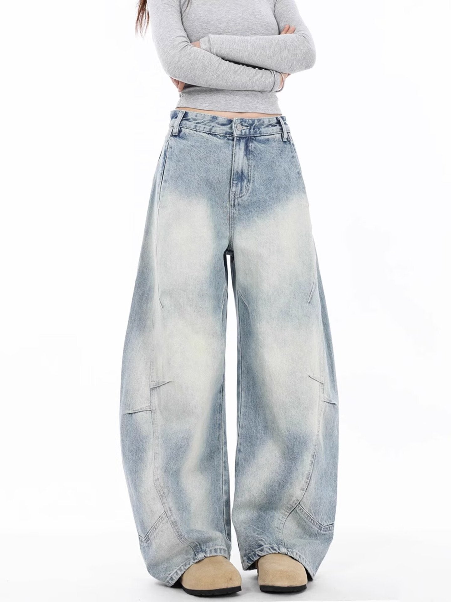 Vintage Rå Straight Wide Leg Jeans