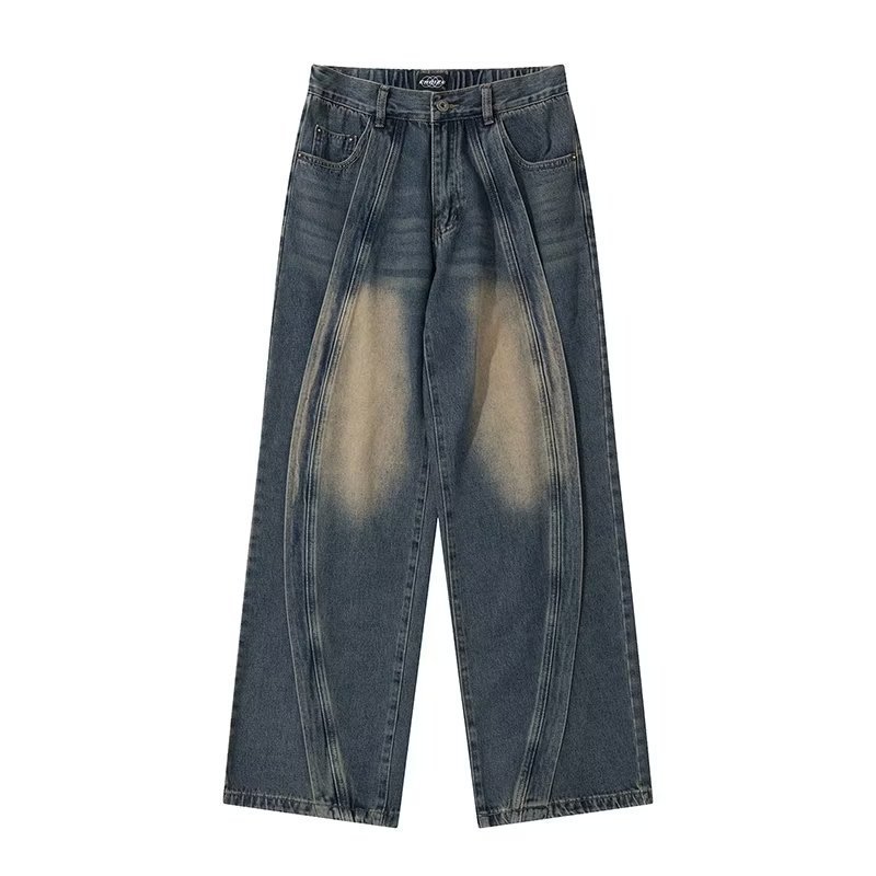 American Retro Patchwork Loose Jeans