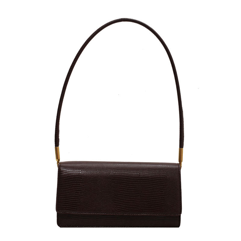 Female Japanese Solid Color Baguette Stripe Retro Fashion Underarm Messenger Bag