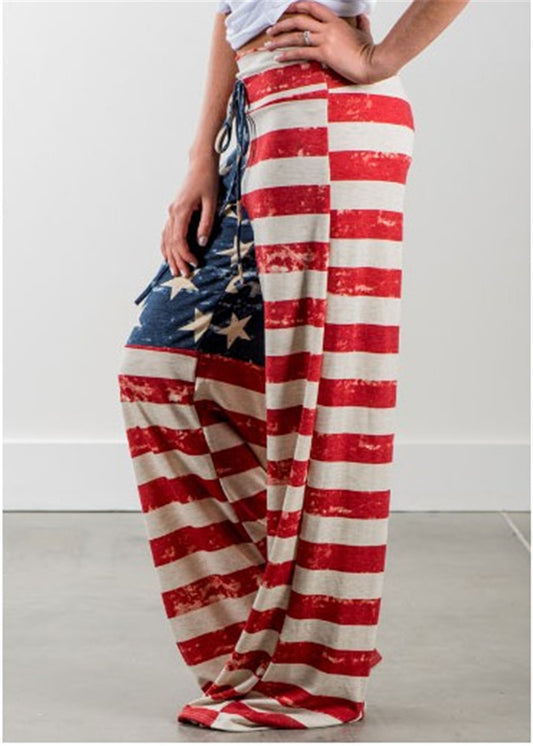 European And American Printed High Waist Loose Casual Wide-leg Casual Pants