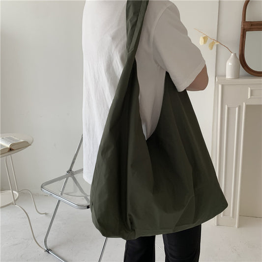 Large Capacity Single Shoulder Handbag Shopping Bag Solid Color