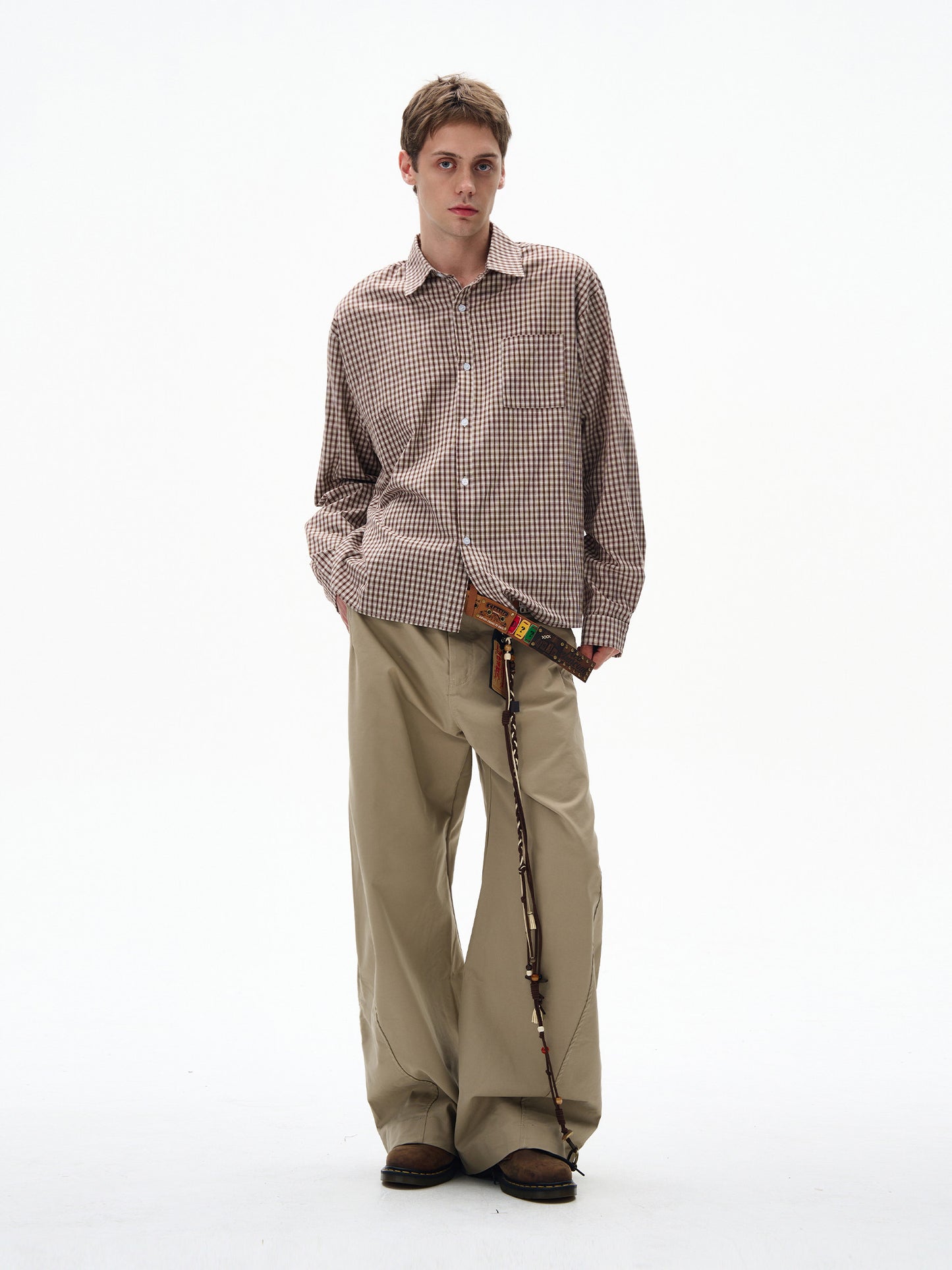Classic American-style Plaid Long-sleeve Shirt For Men And Women