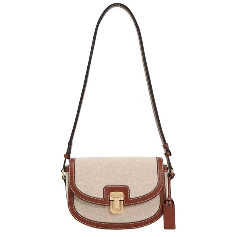 New Saddle Bag Commuter Shoulder Canvas Contrast Color Square Bag