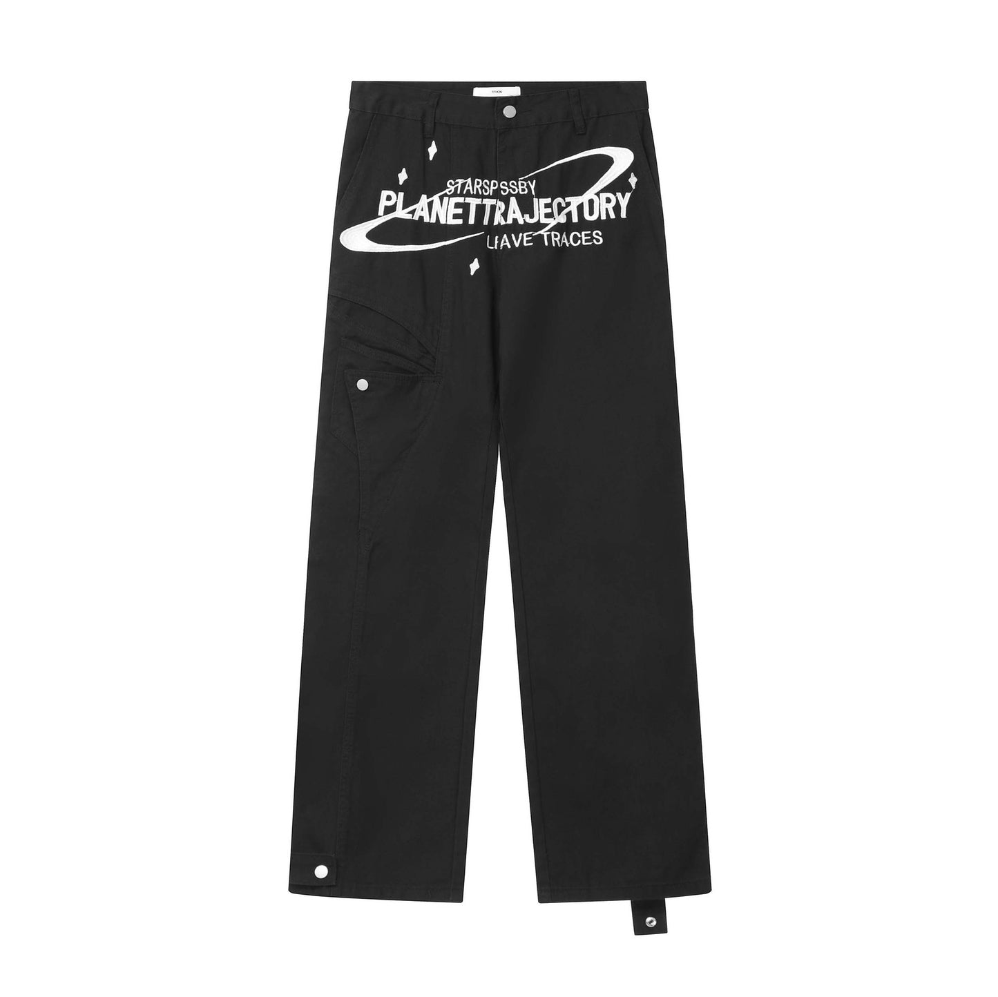 Vintage Alphabet Embroidered Jeans Men's And Women's Loose Wide Leg Casual Straight Leg Pants