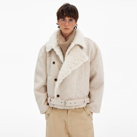 Turn-down Collar Relaxed-fit Jacket Retro-style Fashionable Cotton Coat