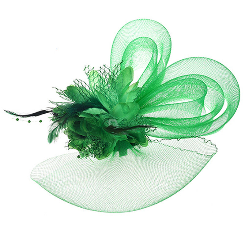 Bridal Feather Mesh Head Flower