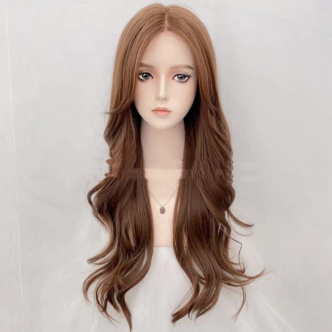 Linen Front Lace Wig Women's Fashion Natural Long Curly Hair