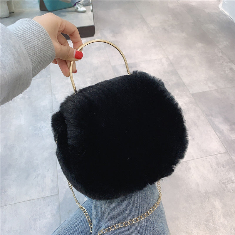Women's Fashion Chain Plush Crossbody Bag