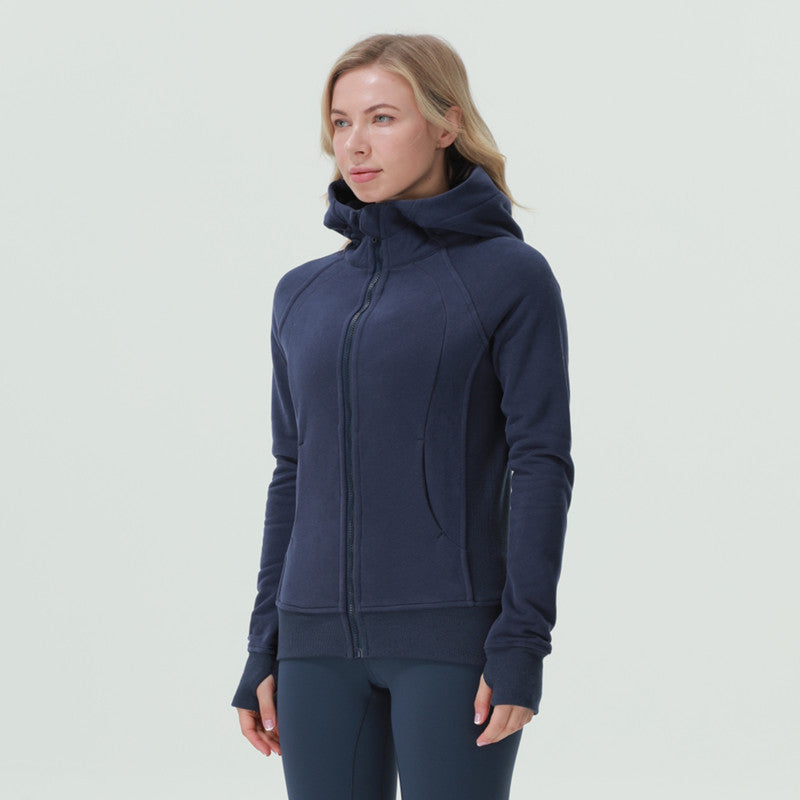 Yoga Clothes Coat Sports Full Zipper Hooded Sweatshirt