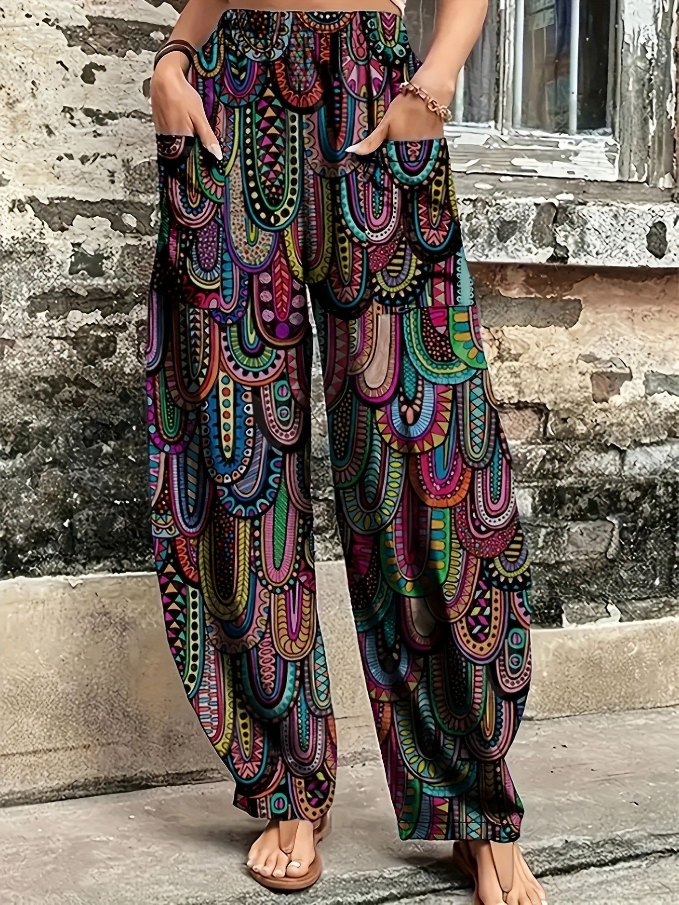Women's Holiday Casual Full-body Printed Loose Lantern Pants