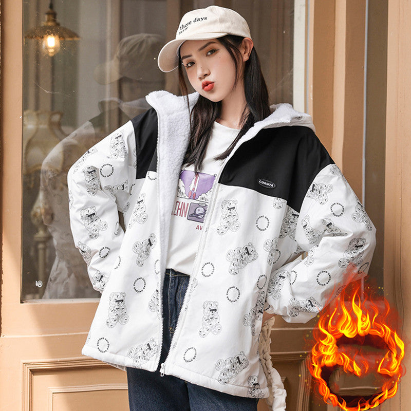Junior High School Girl's Loose Bear Coat