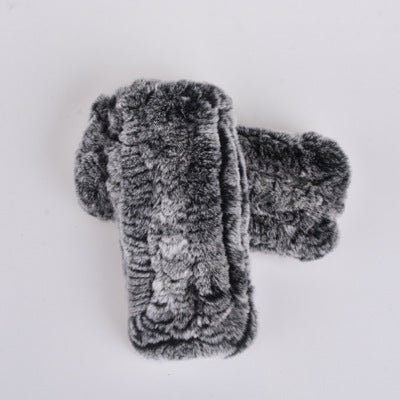 Rabbit Fur Half Finger Gloves Padded
