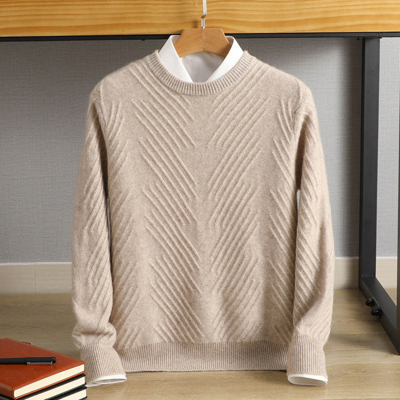 Cashmere Men's Round Neck Padded Sweater