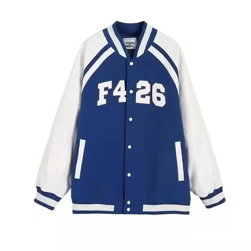 Letter Printing Stitching Baseball Uniform For Women Fallwinter Jacket