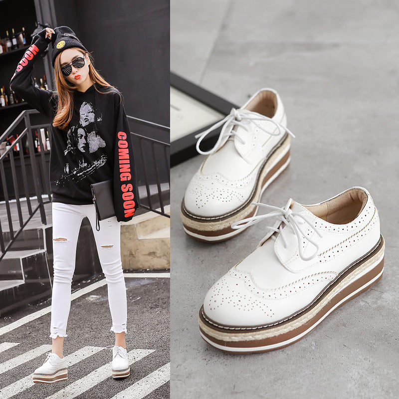 Lun Thick-soled Round Toe Mid-heel Women's Platform Platform