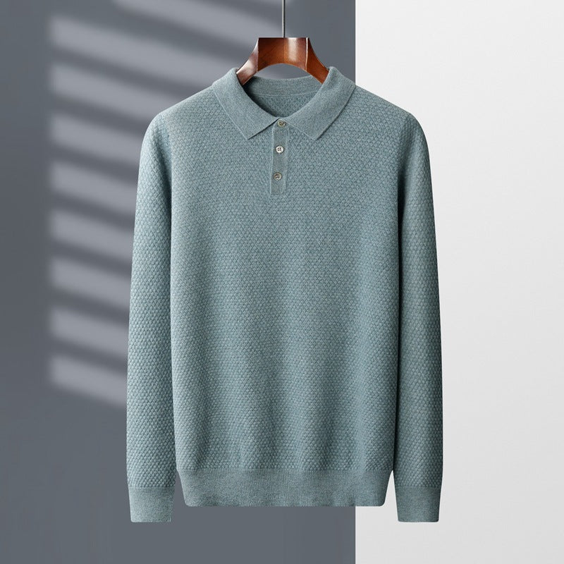 Polo Collar Men's Cashmere Shirt Collar Knitting