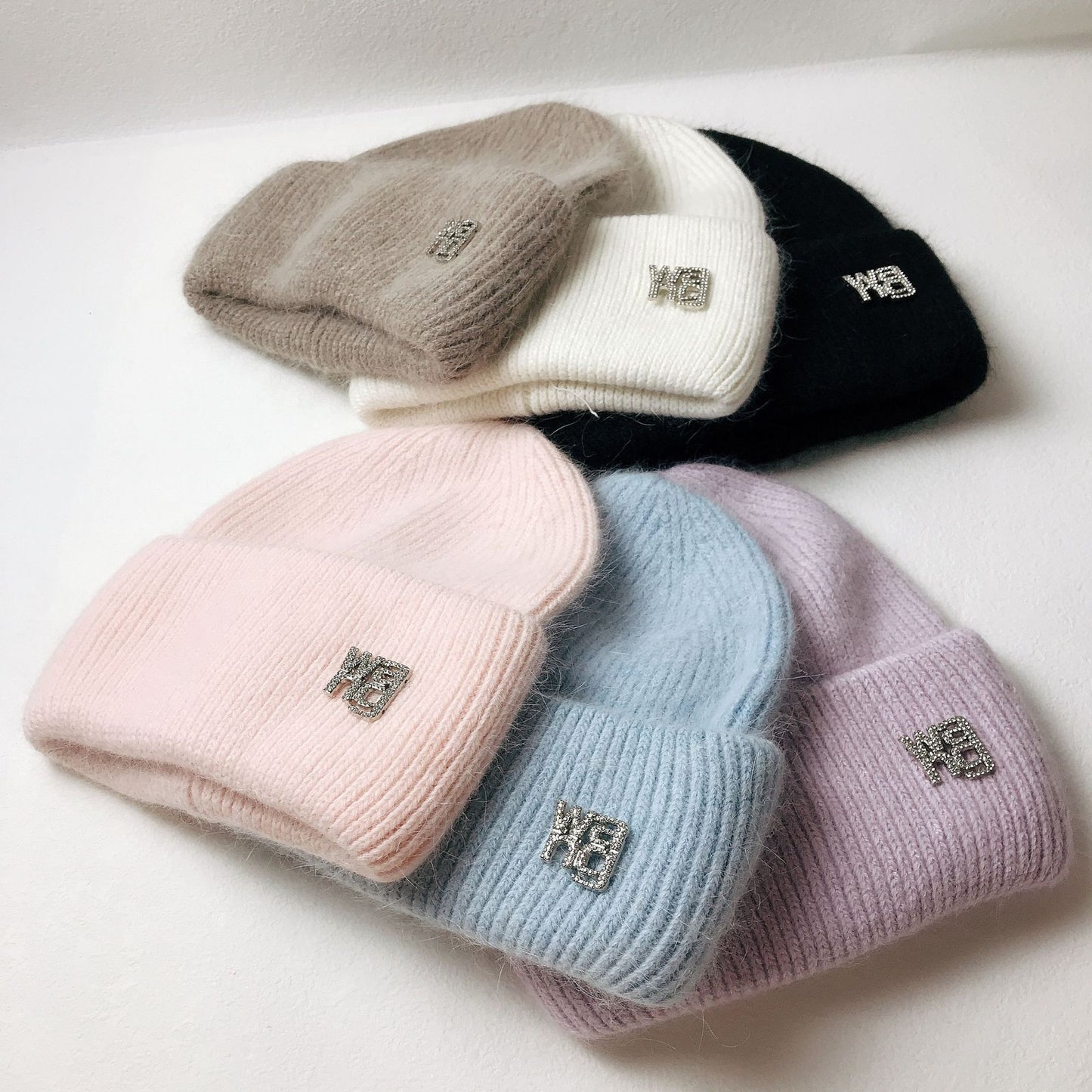 Rabbit Hair Double Fold Brim Knitted Hat