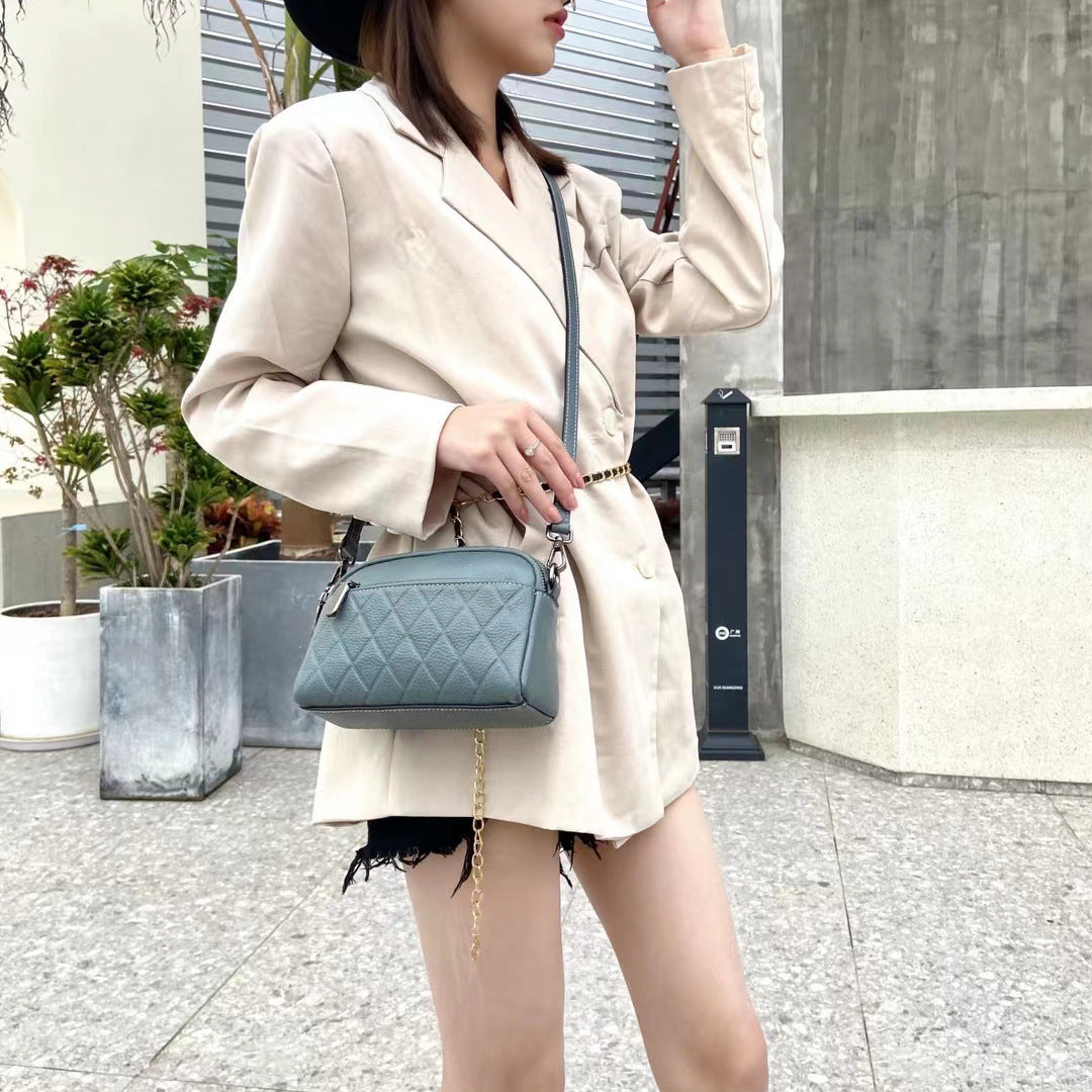 Women's Fashionable And Versatile Head Layer Cowhide Leather Crossbody Shoulder Bag