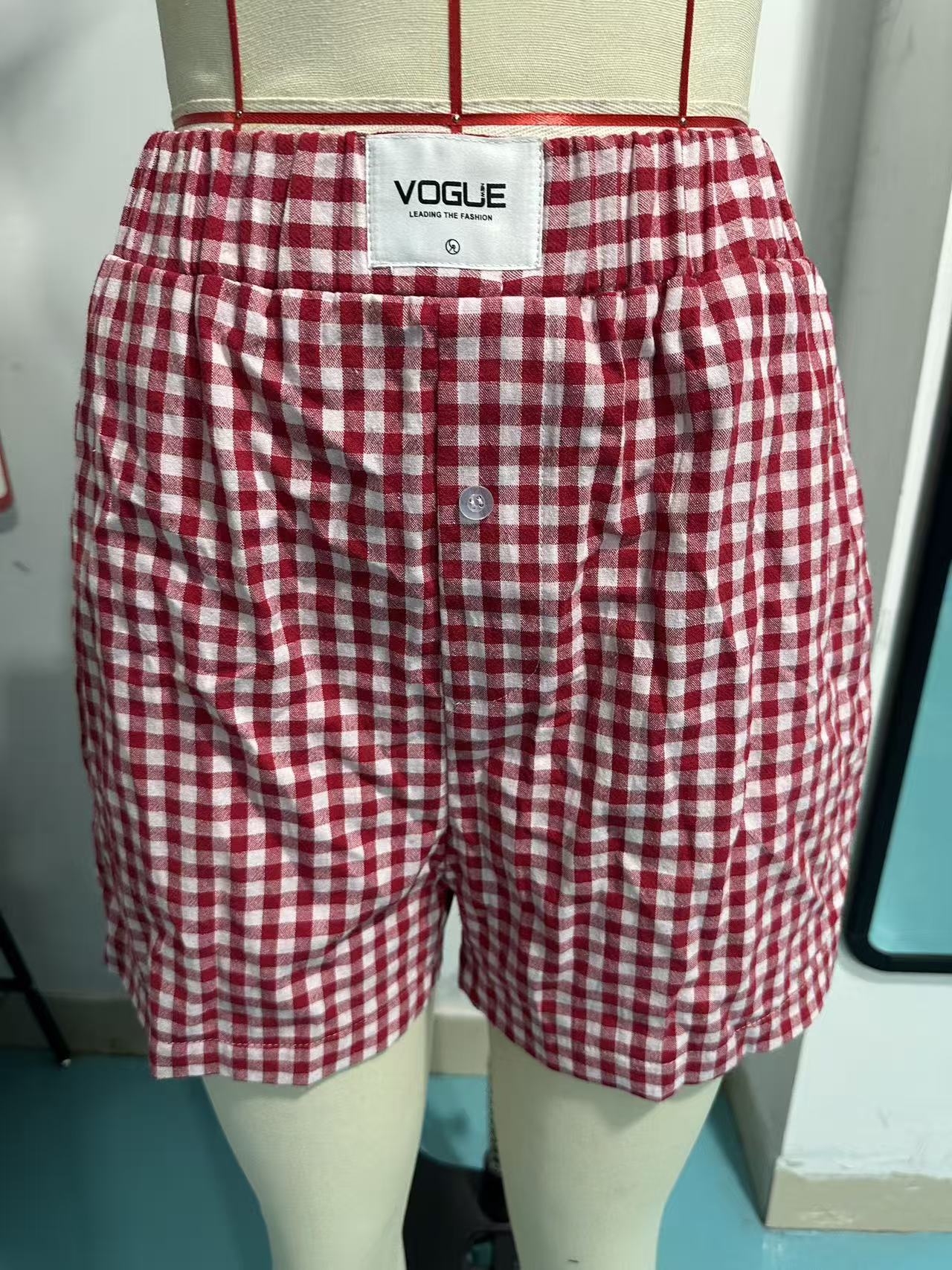 Casual Plaid Boxer Shorts Beach Pants Womens
