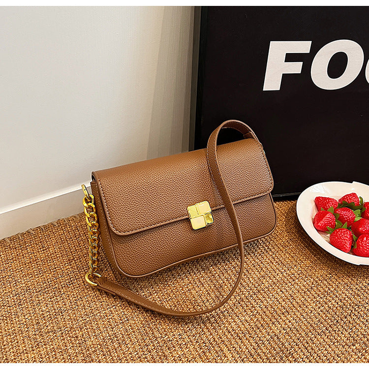 Simple Chain Small Square Western Style Hardware Decoration Hand Shoulder Bag