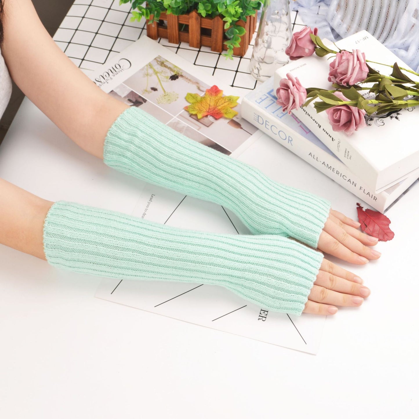 Sleeves Korean Knitted Women's Thermal Insulation