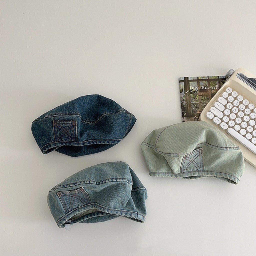 Children's Hat Girls Denim Beret Spring, Autumn And Summer