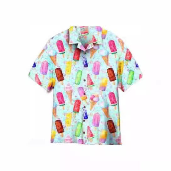 Fiber Men's Short-sleeved Shirt Stretch Printed Shirt