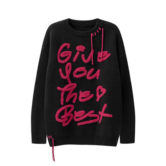 American Towel Embroidered Letter Crew Neck Sweater