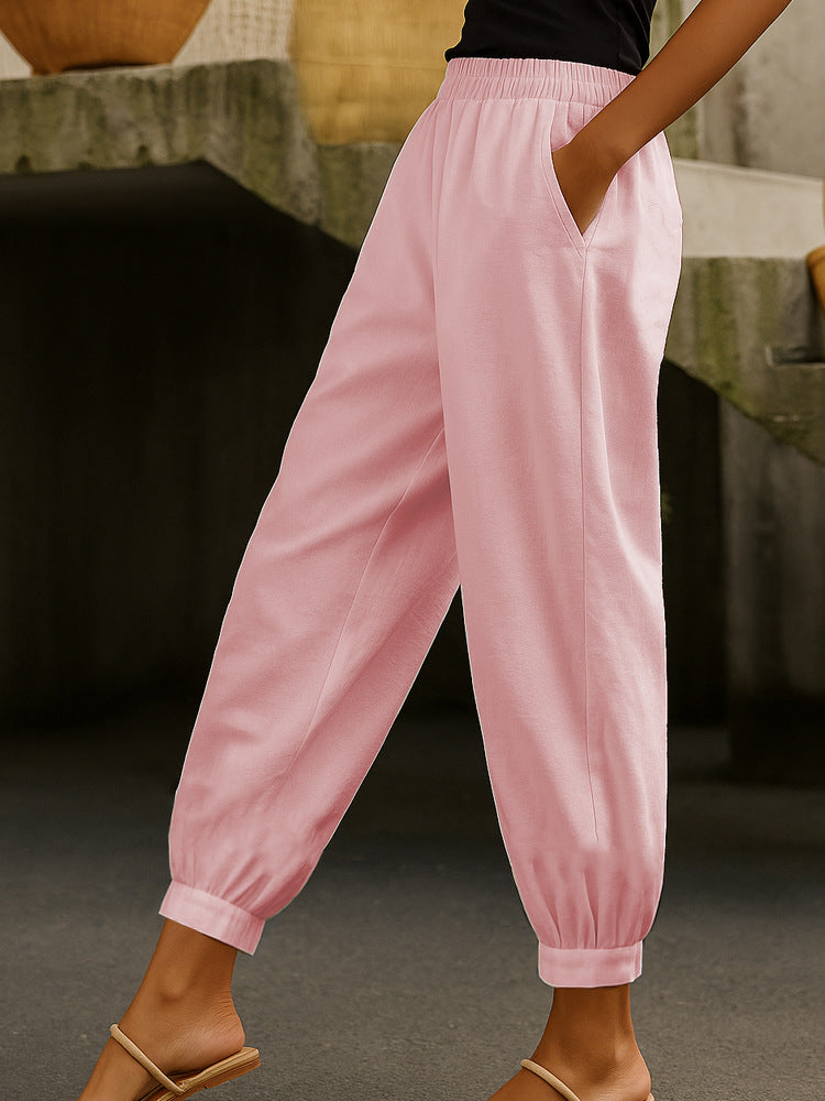Stylish Casual Everyday Skinny Pants With Side Pockets And Elastic Waist