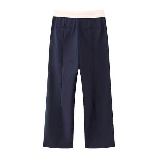 Autumn Contrast Color Waist Casual Pants