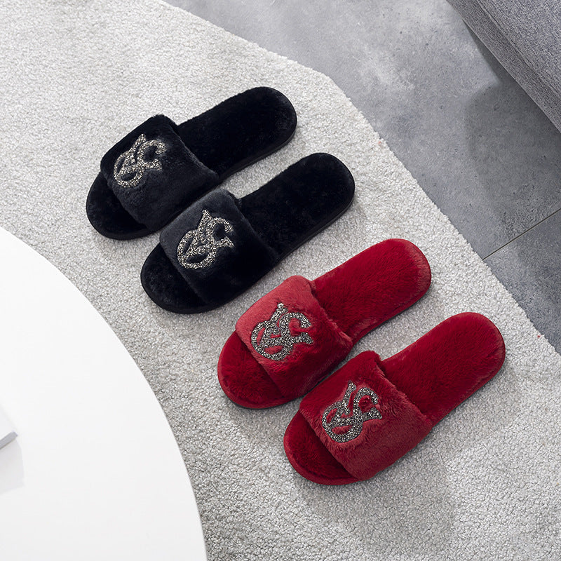 Women's Home Bright Diamond Warm Fashion Cotton Slippers