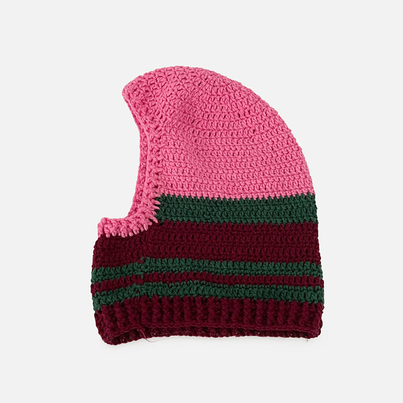 Bib Knitted Striped Woolen Pullover Hat