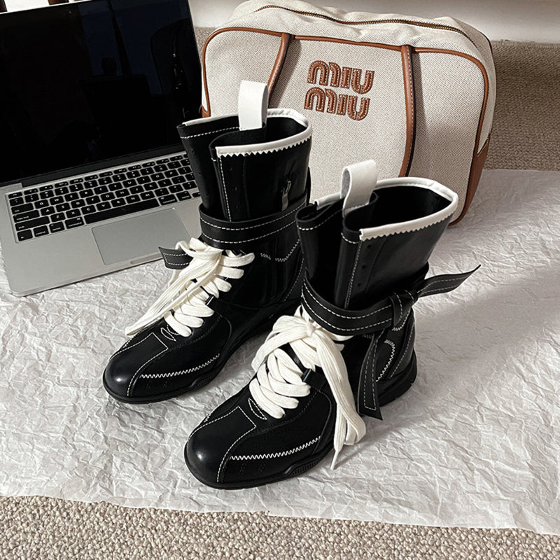 Vintage Leather Height-increasing Duck Versatile Boxing And Outdoor Dr Martens-style Boots