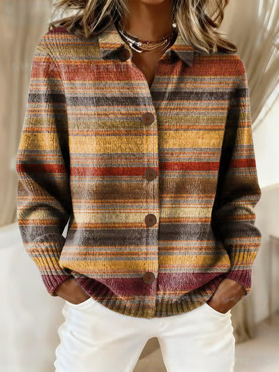 Black-button Chunky-knit Cardigan Versatile And Loose-fitting Womens Sweater