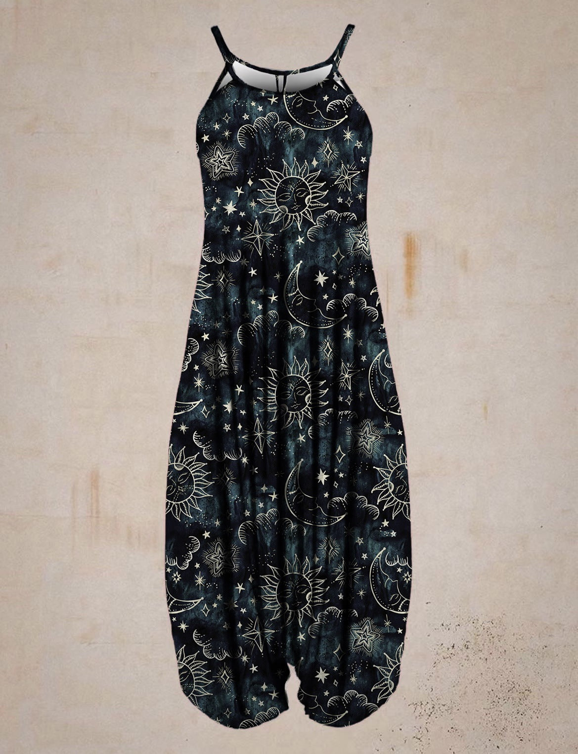 Printed Harem Hanging Crotch Jumpsuit