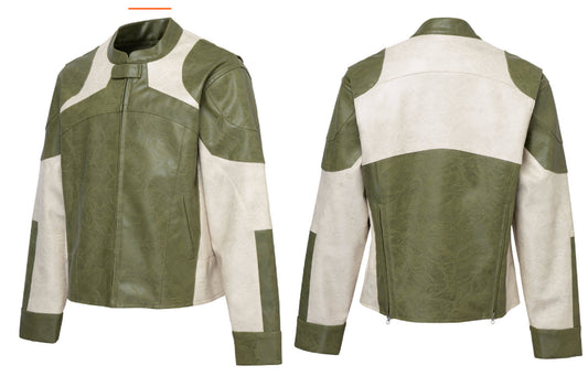 Distressed, Relaxed-fit Biker Leather Jacket