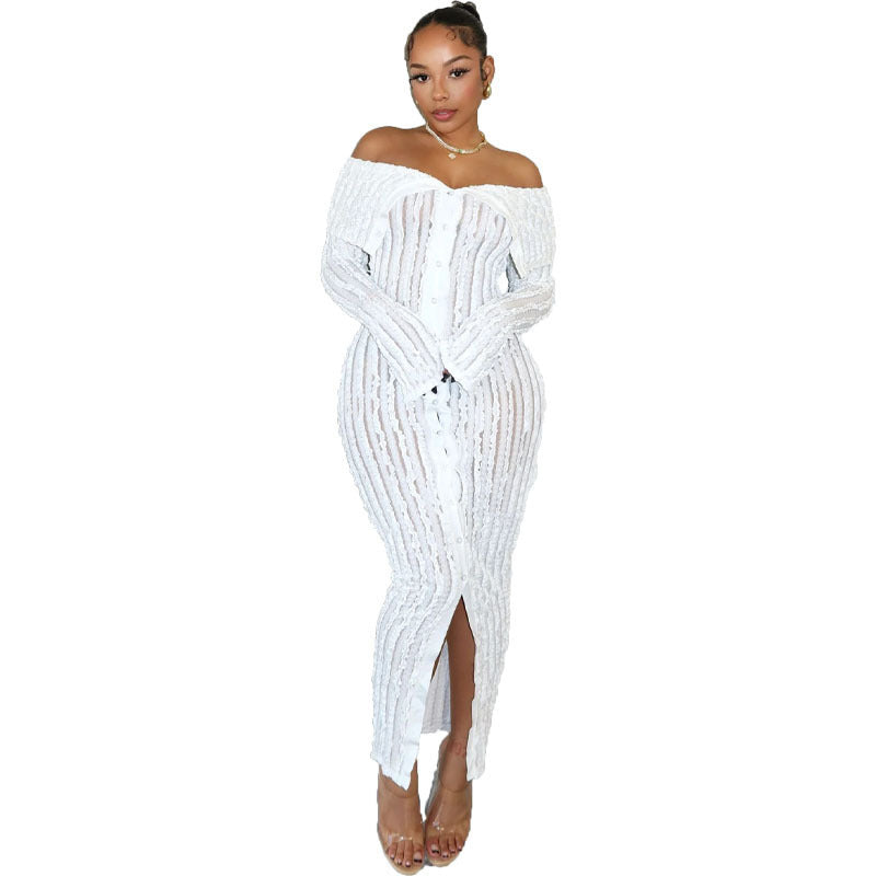 Stylish And Elegant Off-shoulder Long-sleeve Dress