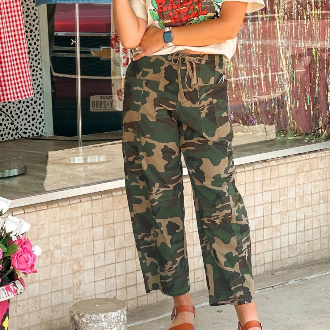 Women's Casual American-Style Retro Camouflage Pants With Multiple Pockets