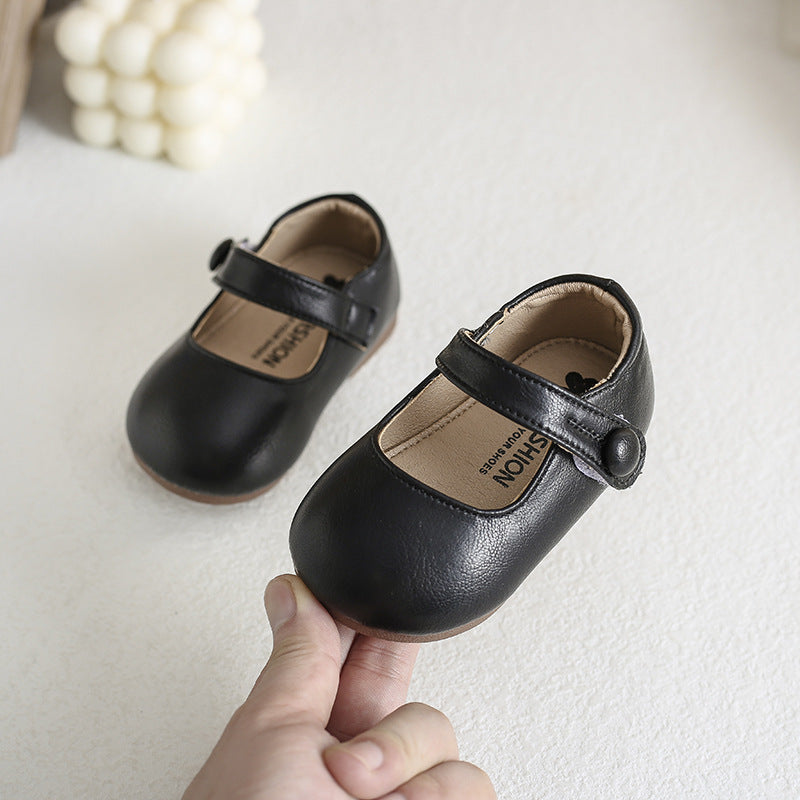 Girls' Shoes Solid Color Soft-soled Toddler Velcro