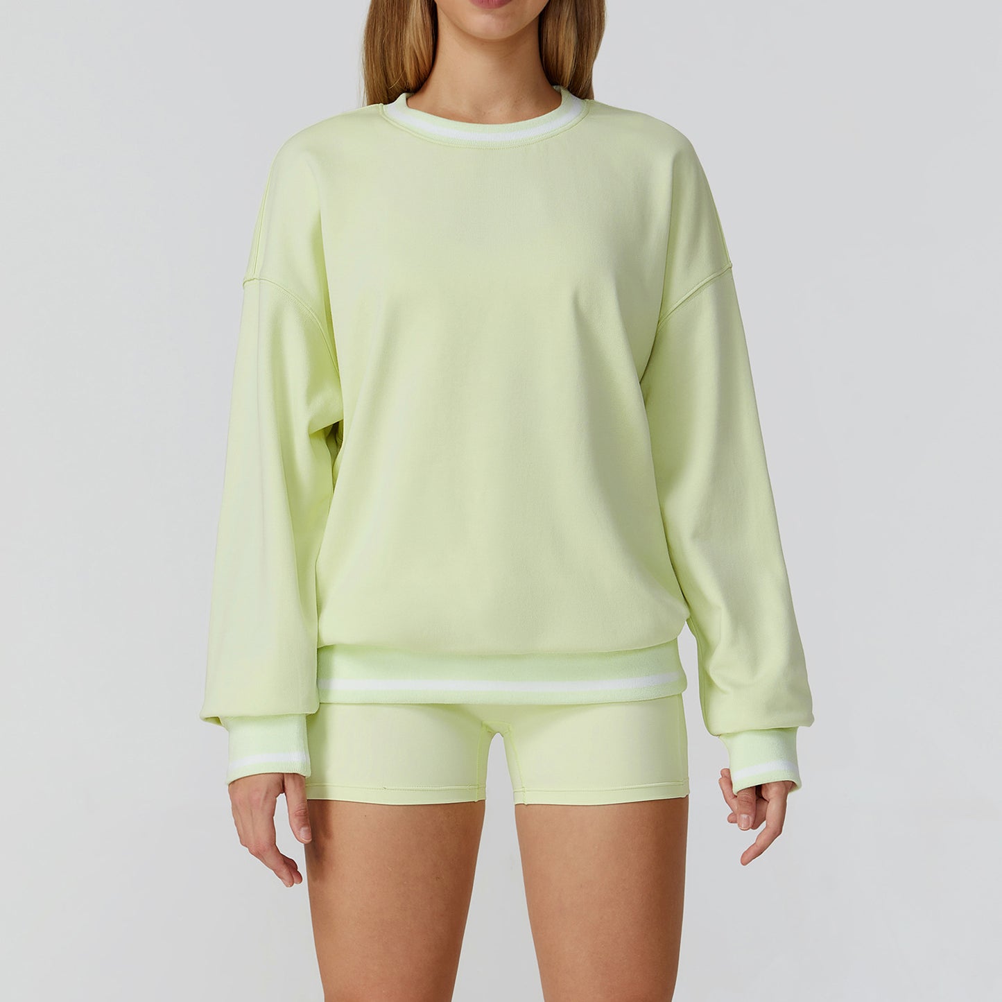 Contrast Color Sweatshirt Long Sleeve Loose Round Neck Fashion Sweater